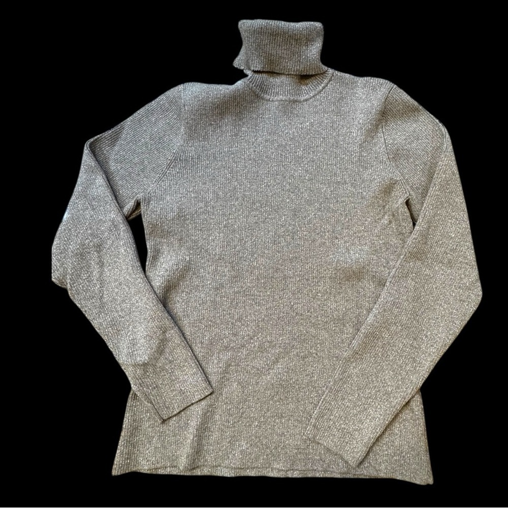 Women’s Sparkly  silver gray Turtleneck Sweater XLP - Picture 10 of 14